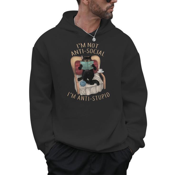 I'm Not Anti-Social I'm Anti-Stupid Cat Read Book Men Women Men Hoodie