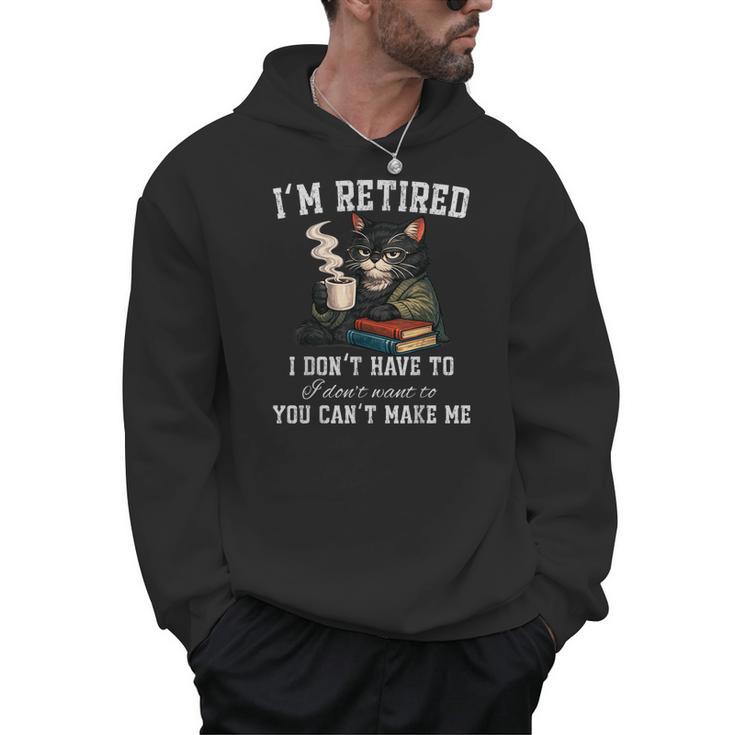 I'm Retired 2026 Cat Reading Book Retirement Men Hoodie