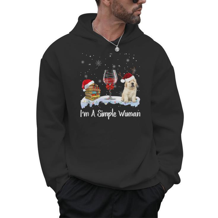 I'm Simple Woman Books Wine Golden Retriever Dog Lover Xmas Men Hoodie
