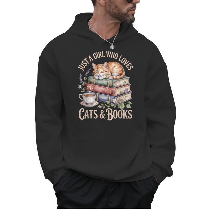 Just A Girl Who Loves Cats And Books Reading Librarian Men Hoodie