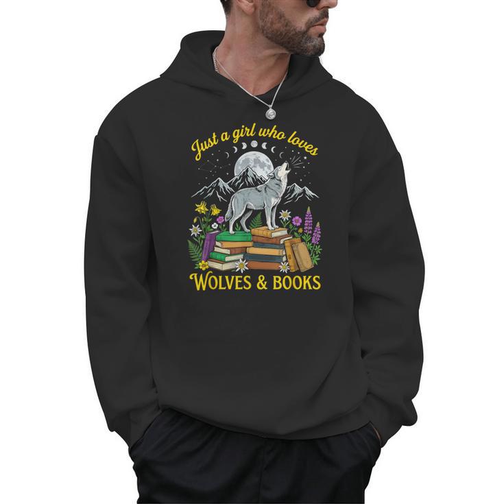 Just A Girl Who Loves Wolves And Books Howling Wolf Moon Men Hoodie