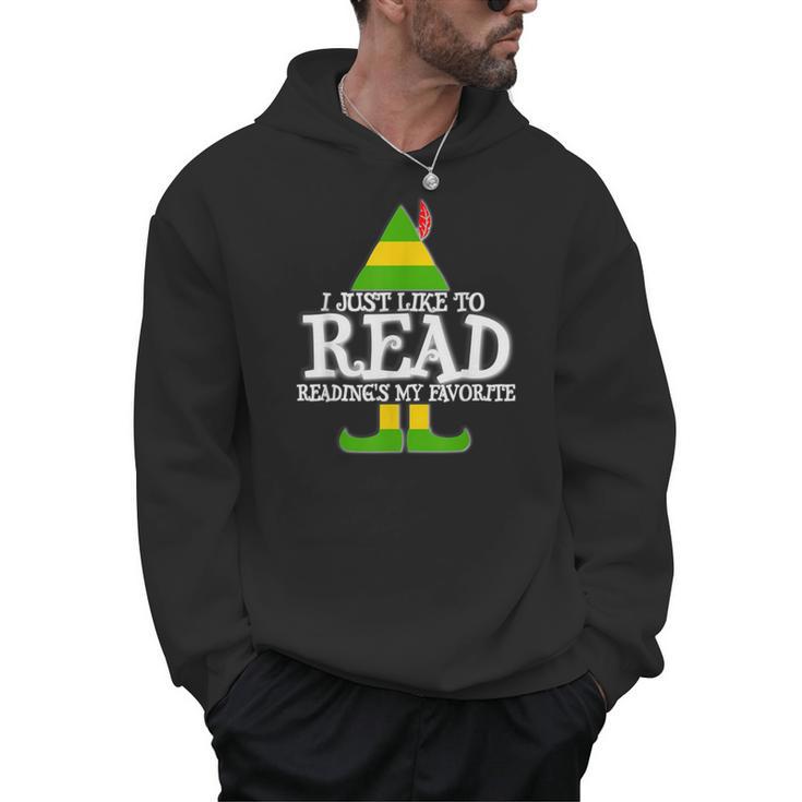 I Just Like To Read READING ELF Book Lover Christmas Holiday Men Hoodie