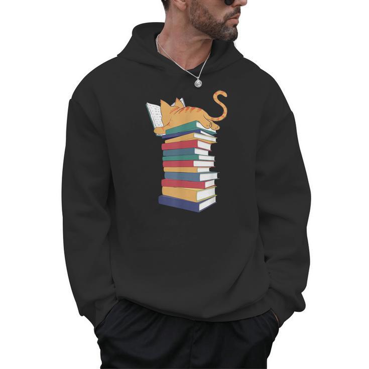 Kawaii Cat Lover Reading Books Librarian Humor Tee Men Hoodie