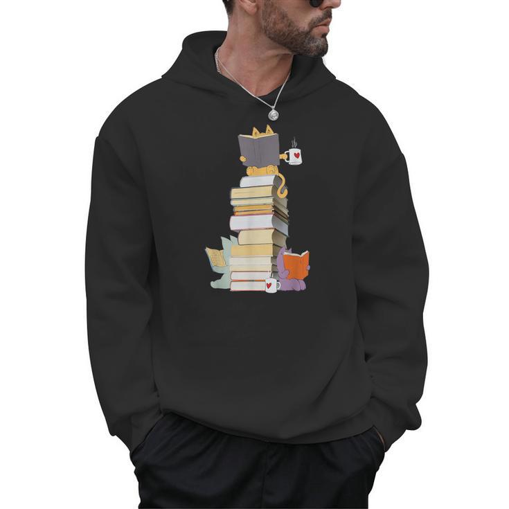 Kawaii Cats Books Coffee Men Hoodie