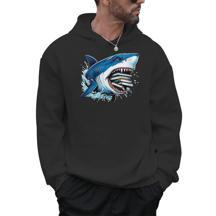 Kids Shark With School Books Back To School Shark Lovers Men Hoodie
