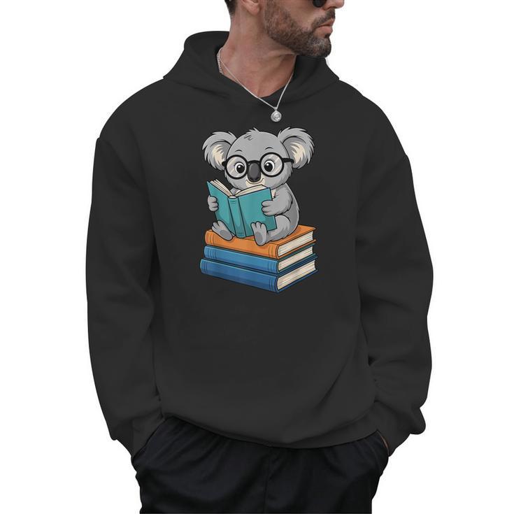 Koala Reading Book Glasses Bookworm Librarian Men Hoodie