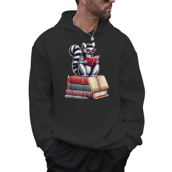 Lemur Reading Books Matching Bookworm Readers Librarian Men Hoodie