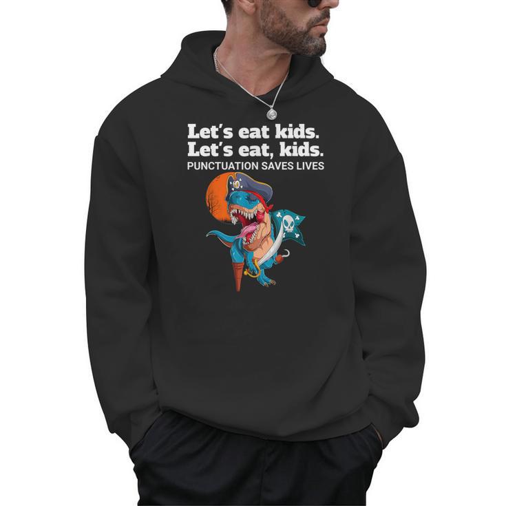 Let's Eat Kids Punctuation Saves Books Grammar Men Hoodie