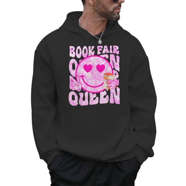 Library Book Fair Queen Vibe Groovy Tie Dye School Reading Men Hoodie