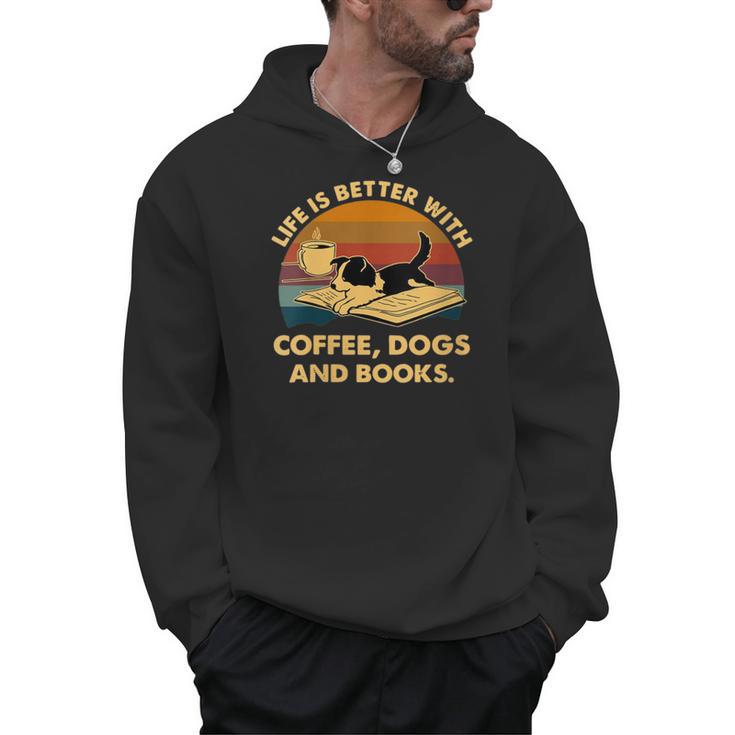 Life Is Better With Coffee Dogs And Books Men Hoodie