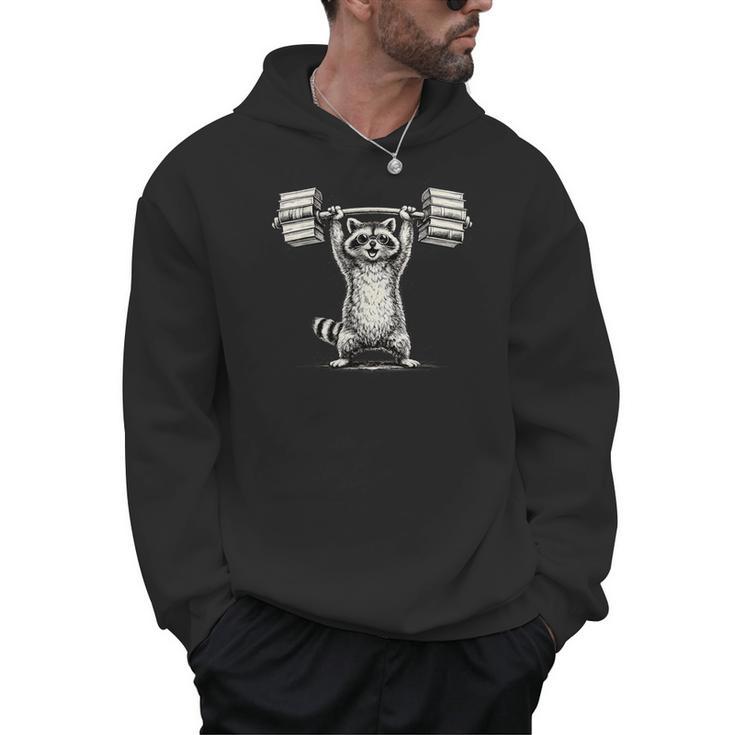 I Lift So I Can Carry More Books Raccoon Reader Workout Men Hoodie