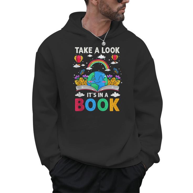Take A Look It's In A Book Reading Vintage Retro Rainbow Men Hoodie