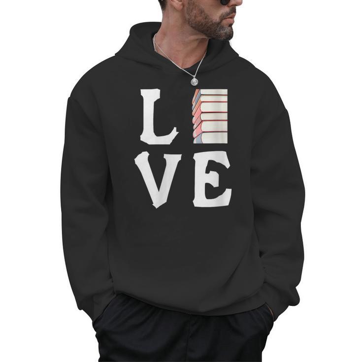 Love Books Stack Literature Reading Themed Pictograph Men Hoodie
