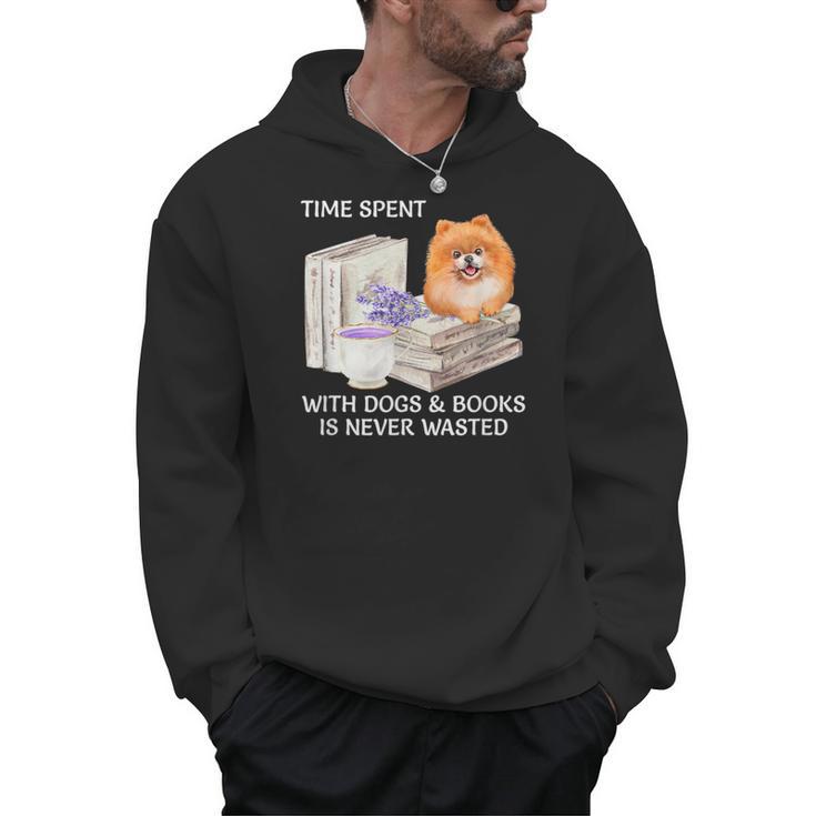 Love Reading Books And Pomeranian Dog Watercolor Art Men Hoodie