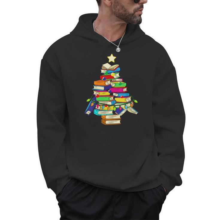 Merry Christmas Tree Reading Books Nerd Men Hoodie