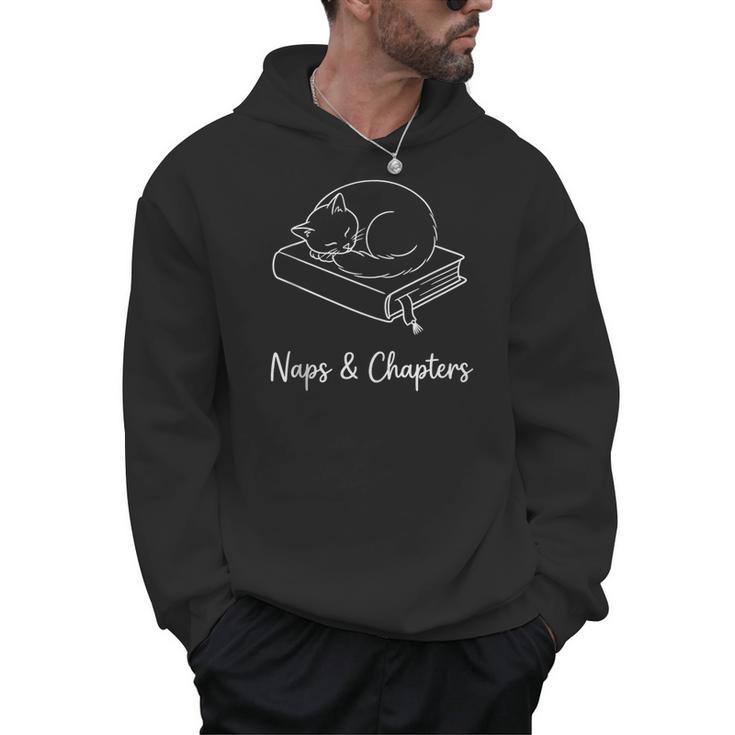 Naps And Chapters Sleeping Cat On Book Line Art Men Hoodie