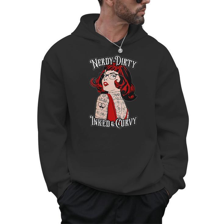 Nerdy Dirty Inked & Curvy Book Lover Tattoo Pop Art Girl Men Hoodie