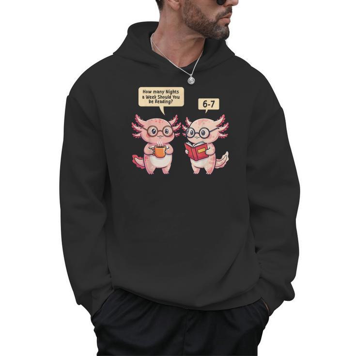 How Many Nights Reading Axolotl Book Lover Cat Reader Men Hoodie