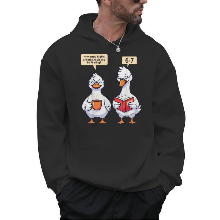 How Many Nights Reading Goose Book Lover Reader Men Hoodie