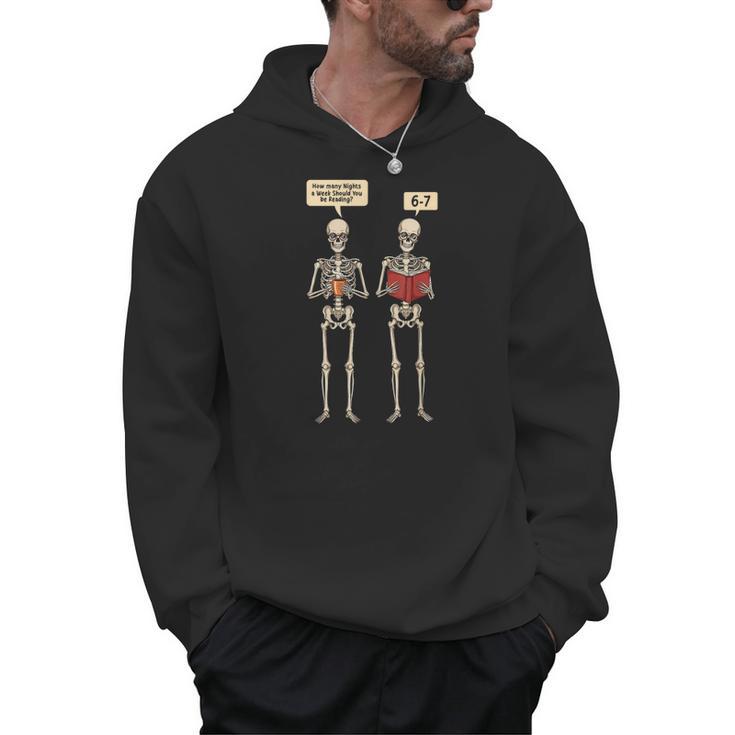 How Many Nights Reading Skeleton Book Lover Reader Men Hoodie