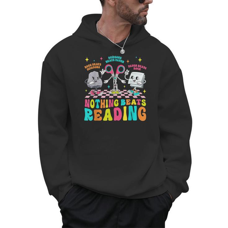 Nothing Beats Reading Cute Rock Paper Scissors Book Lover Men Hoodie