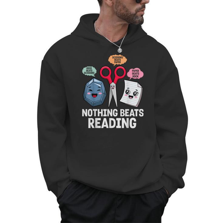 Nothing Beats Reading Rock Paper Scissors Book Lover Men Hoodie