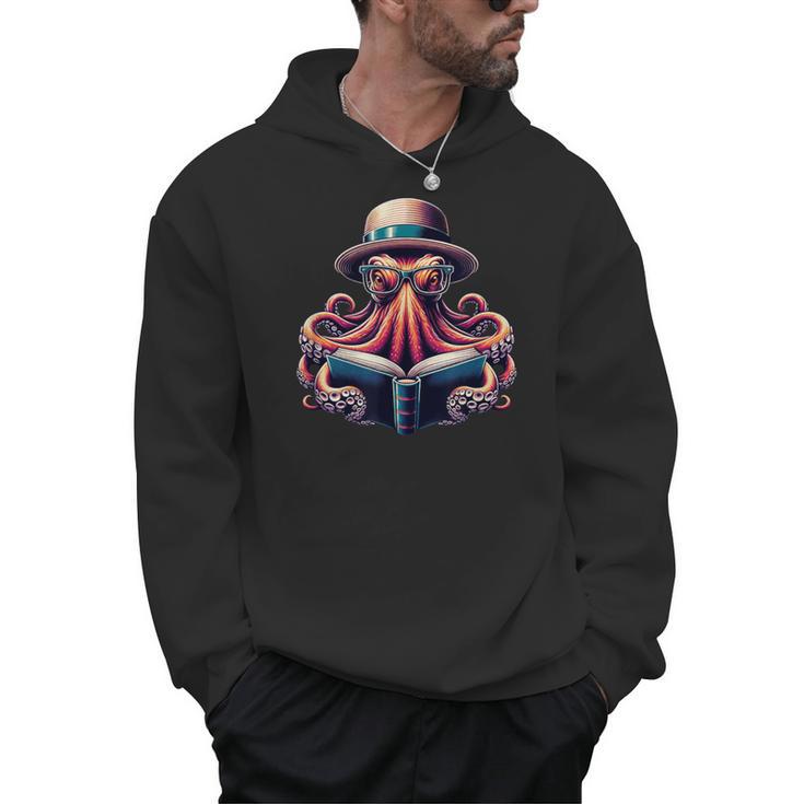 Octopus Reading Book Kraken Bookworm Men Hoodie