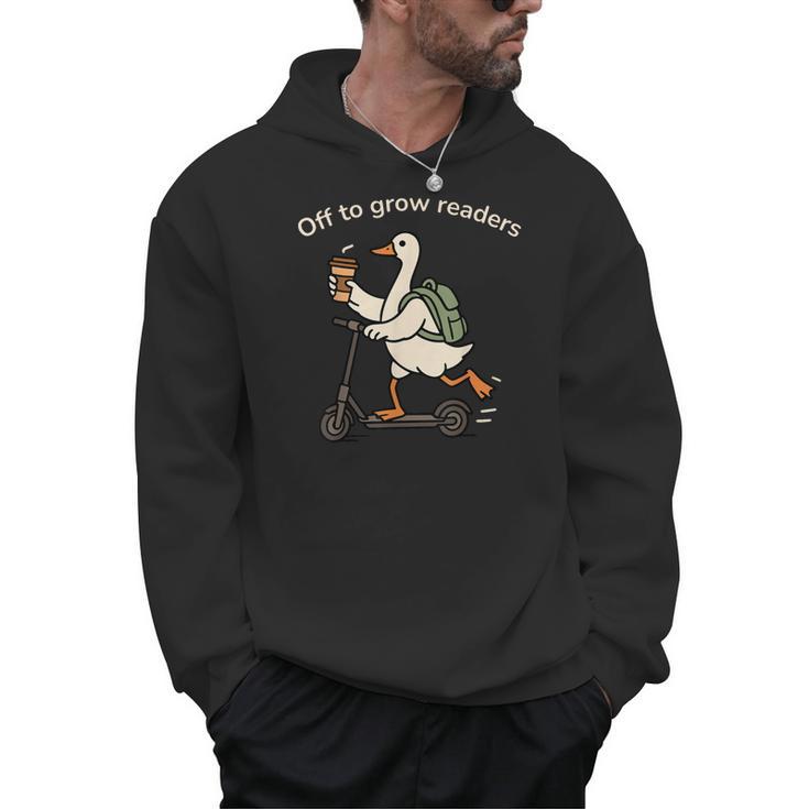 Off To Grow Reader Silly Goose School Librarian Book Lover Men Hoodie