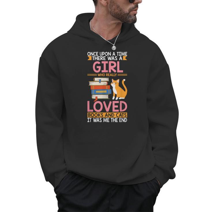 Once Upon a Time Girl Who Really Loved Books & Cat Reading Men Hoodie