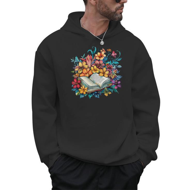 Open Book With Colorful Floral Reading Magic Men Hoodie