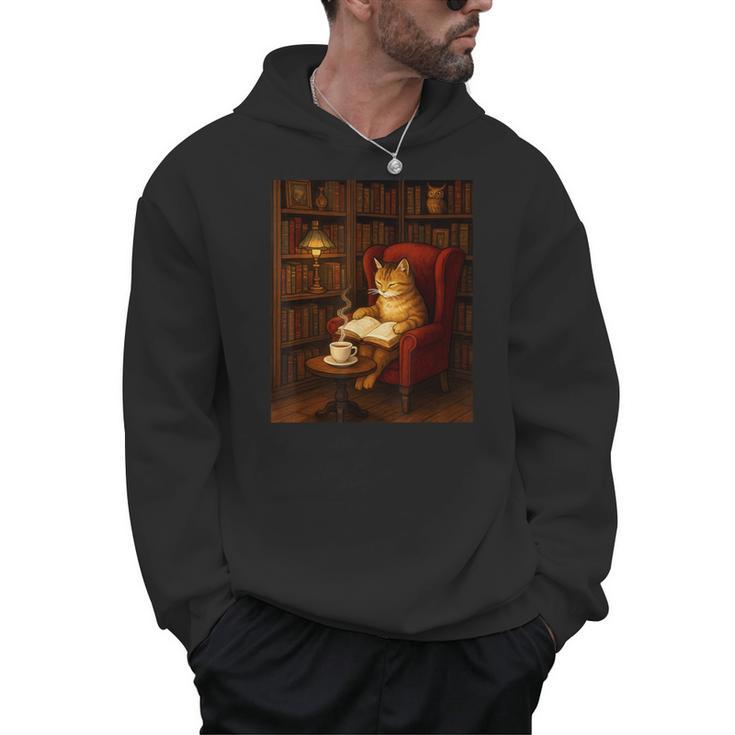 Orange Cat Book Lovers Cozy Bookish Librarian Men Hoodie