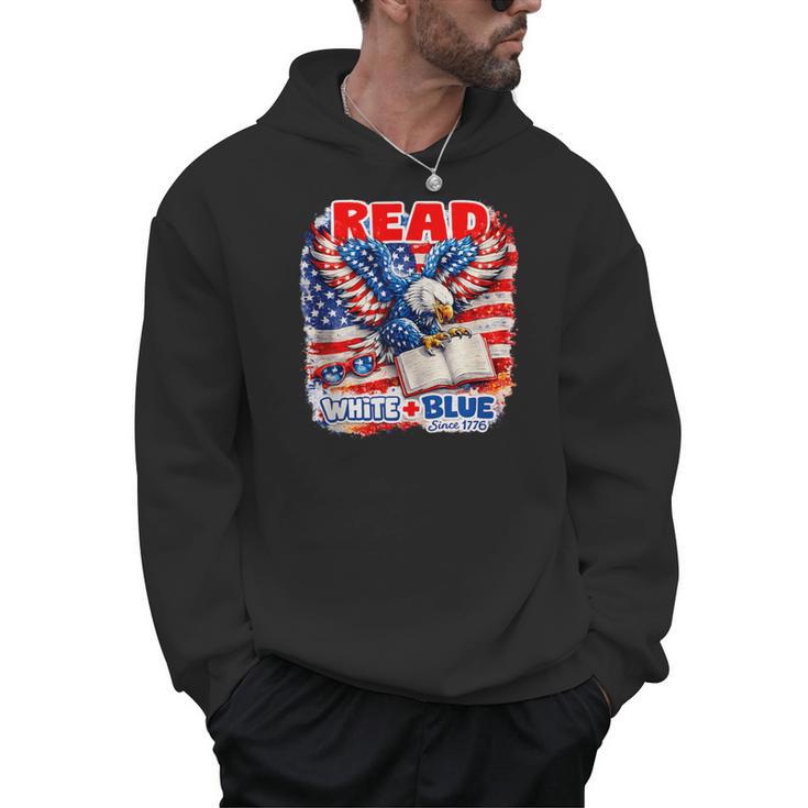 Patriotic Eagle Reading Book Read Blue Since 1776 Men Hoodie