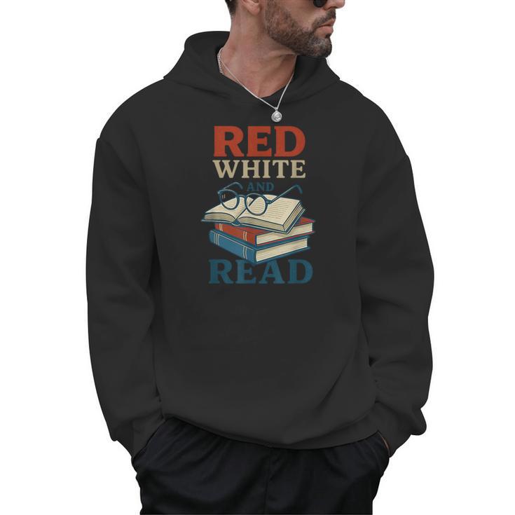 Patriotic Red & Read 4th Of July Book Lover Librarian Men Hoodie