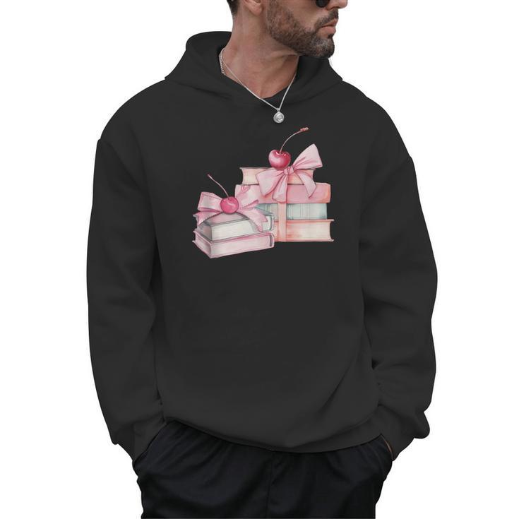 Pink Bow Books And Cherries For Book Lover Girl Women Men Hoodie