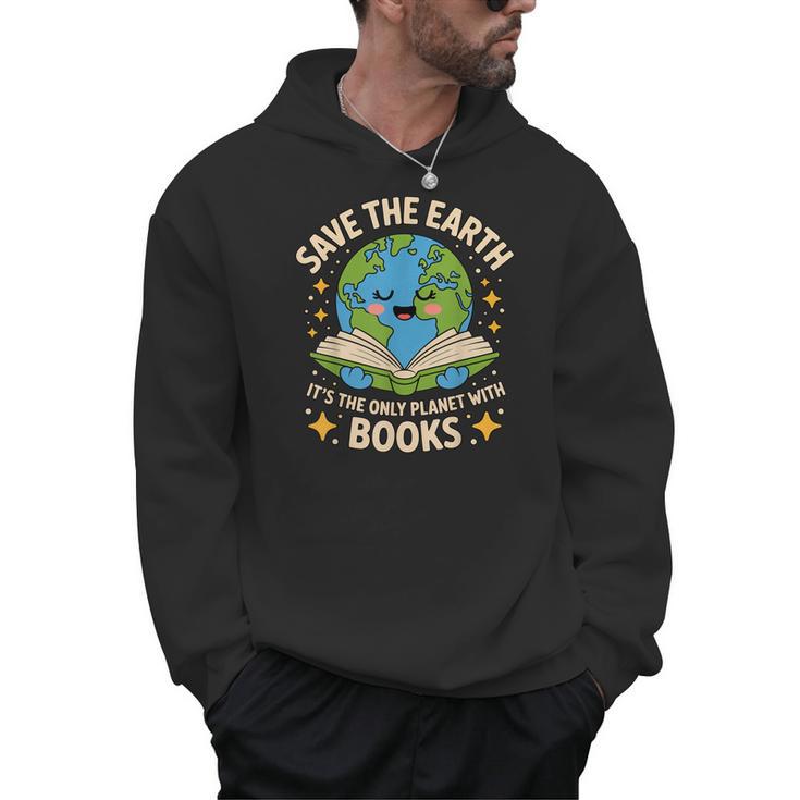 Planet With Books Reader Reading Environmentalist Earth Day Men Hoodie