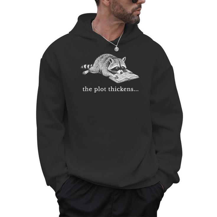 The Plot Thickens Raccoon Book Lover Men Hoodie