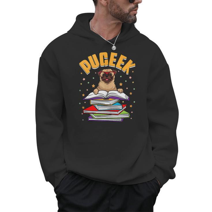 Pug Lovers Who Love To Read PUGEEK Pug With Books Men Hoodie
