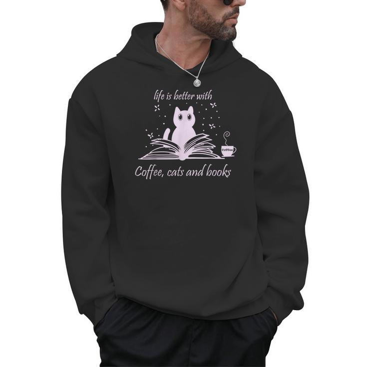 Quote With Coffee Cats And Book Reading Men Hoodie