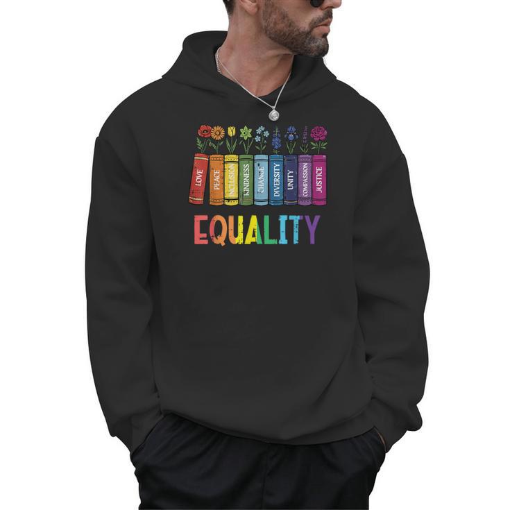 Rainbow Gay Books Flowers Equality LGBTQ Pride Women Men Men Hoodie