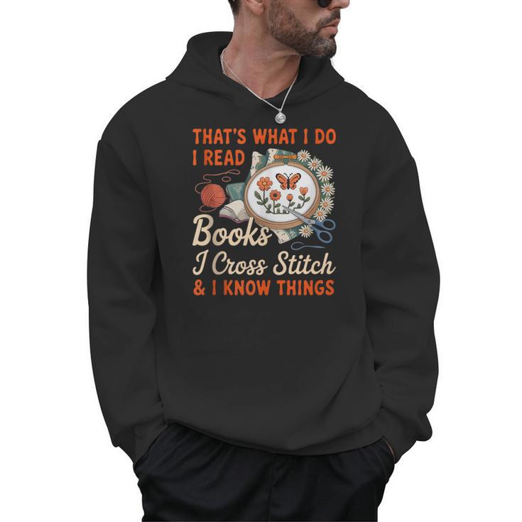 Read Books I Cross Stitch Sewing Stitcher Quilt Cross Stitch Men Hoodie