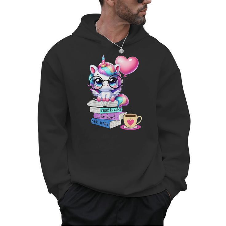 Read Books Be Kind Stay Weird Cute Unicorn Reading Librarian Men Hoodie