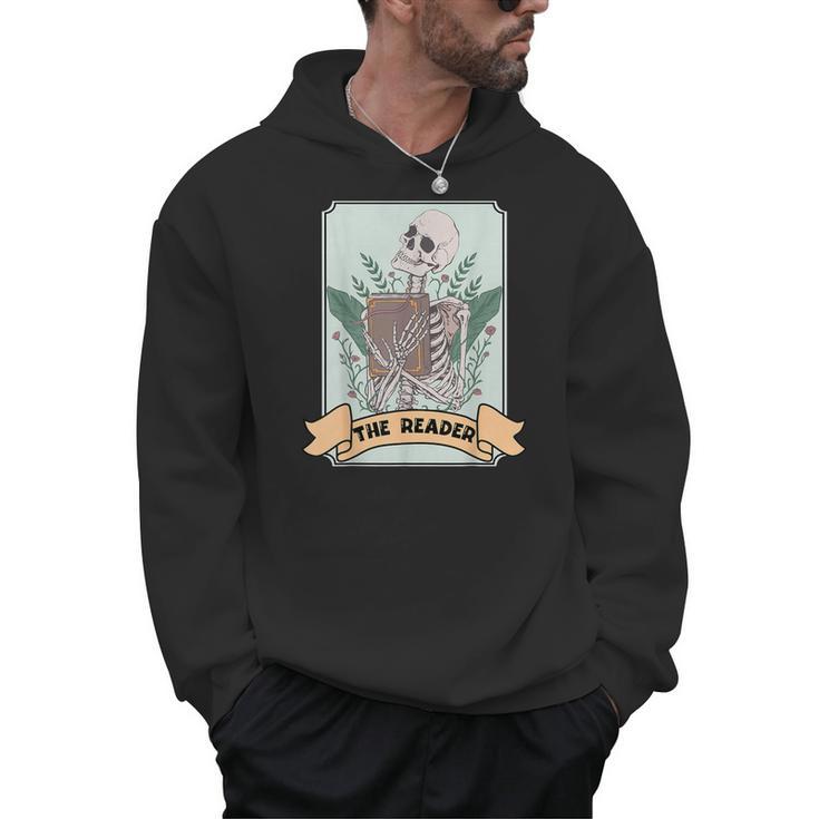 The Reader Tarot Card Skeleton With Book Lover Bookworm Men Hoodie