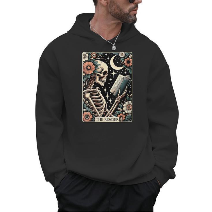 The Reader Tarot Card Skeleton Reading Book Bookworm Bookish Men Hoodie