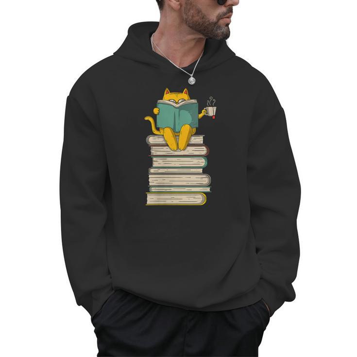 Reading Cat Book & Tea Lover Men Hoodie