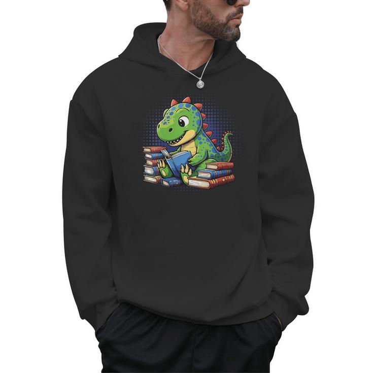 Reading Dinosaur Book Lover Cute Dino Reading Men Hoodie