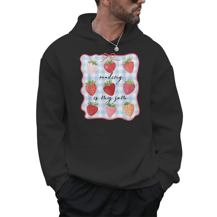 Reading Is My Jam Preppy Stawberry Bookworm Book Lover Nerd Men Hoodie