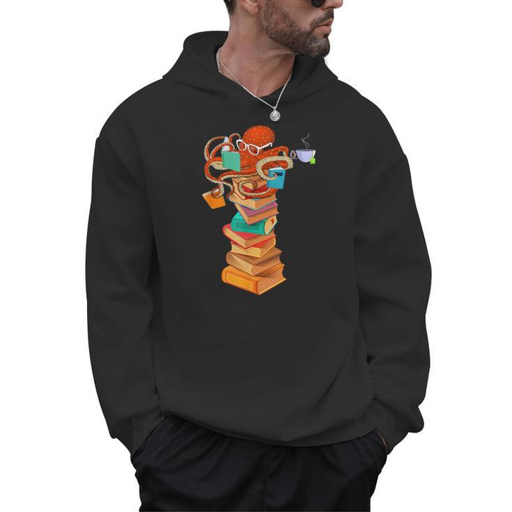 Reading Octopus Tea Coffee Book Lover Bookworm Reader Men Hoodie