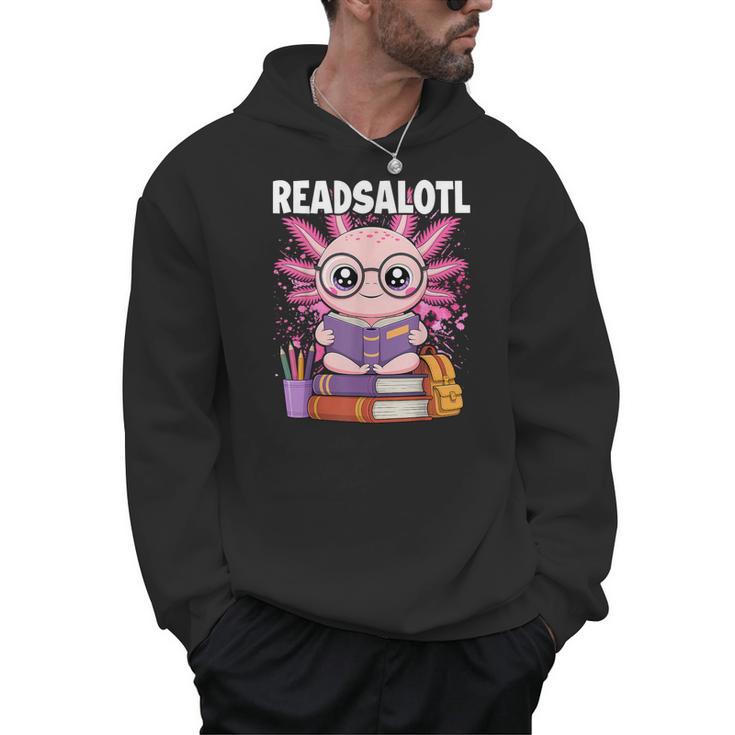 Readsalotl Axolotl Reading Book Bookworm Men Hoodie
