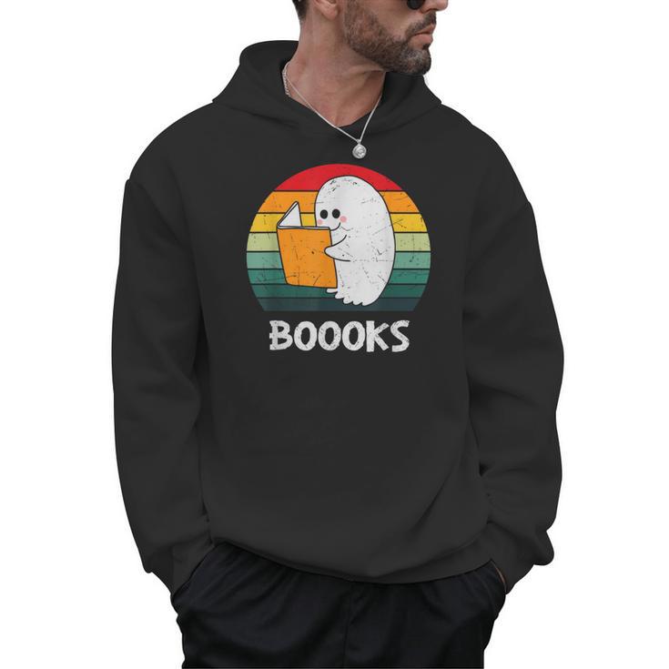 Retro Book Ghost Reading Halloween Teacher Men Women Men Hoodie