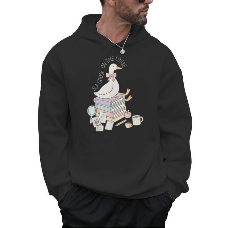 Retro Book SLP Goose On The Loose Speech Language Pathology Men Hoodie